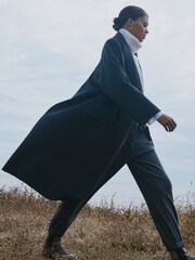 Reiss Charcoal Layah Relaxed Wool Blend Double Breasted Coat - Image 1 of 7