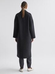 Reiss Charcoal Layah Relaxed Wool Blend Double Breasted Coat - Image 6 of 7