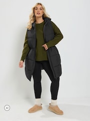 Yours Curve Black Padded Gilet - Image 1 of 6