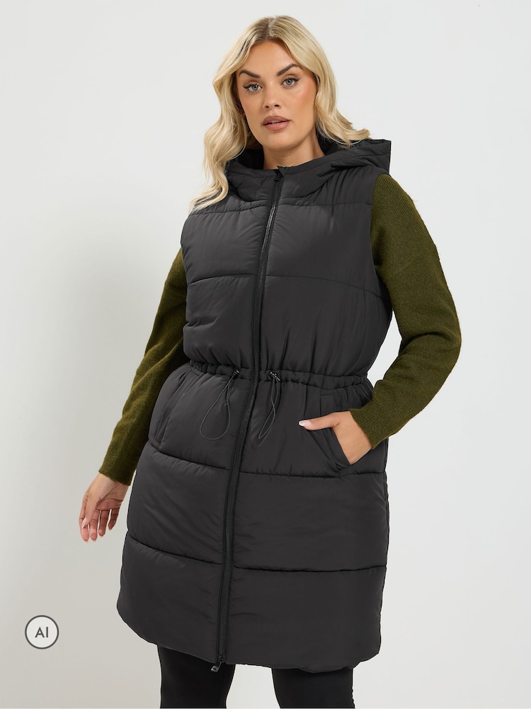 Yours Curve Black Padded Gilet - Image 2 of 6