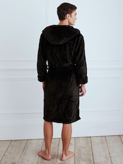 Chelsea Peers Black Fleece Hooded Dressing Gown - Image 2 of 4