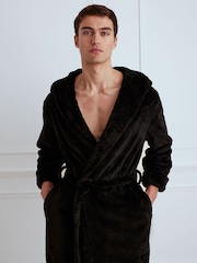 Chelsea Peers Black Fleece Hooded Dressing Gown - Image 3 of 4