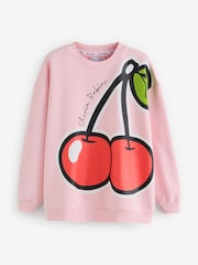 Olivia Rubin Oversized Cherry Graphic Crew Neck Sweat Top - Image 6 of 9