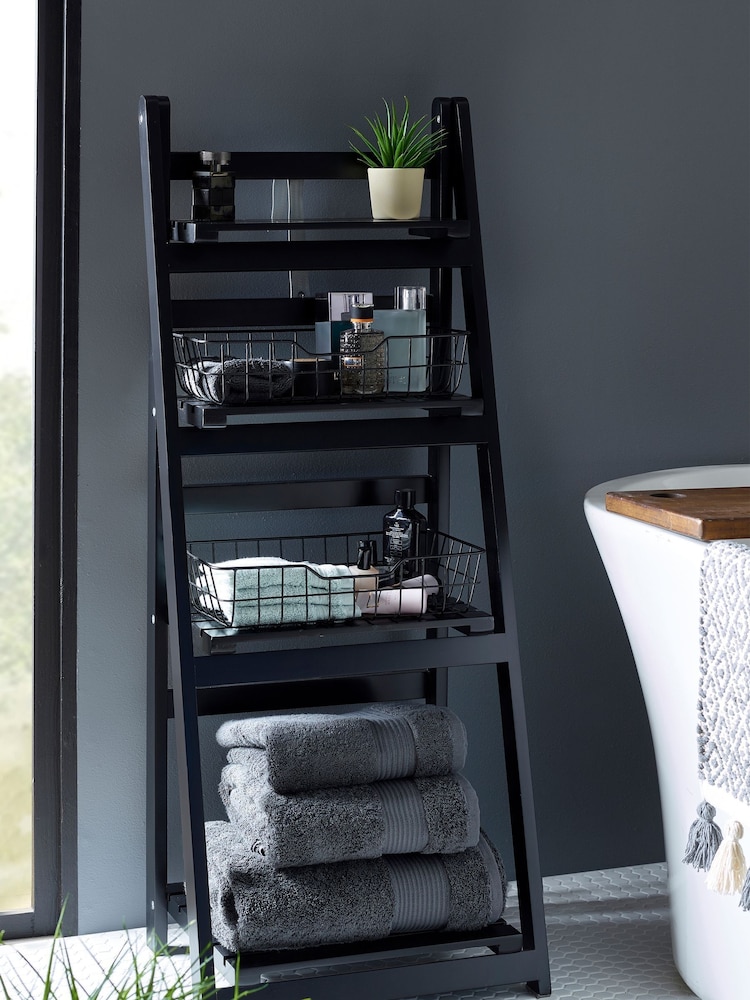 Black Storage Ladder With Baskets - Image 1 of 6 Black Storage Ladder With Baskets - Image 1 of 6