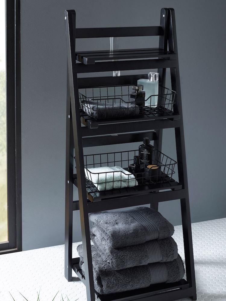 Black Storage Ladder With Baskets - Image 2 of 6 Black Storage Ladder With Baskets - Image 2 of 6
