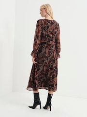 Finery Black Petite Veronica Chiffon Ruffle Midi Dress - Image 5 of 5