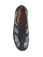 Pavers Navy Floral Pavers Wide Fit Trainers - Image 4 of 5