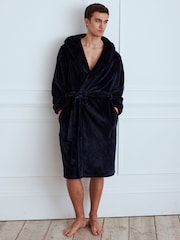Chelsea Peers Blue Fleece Hooded Dressing Gown - Image 1 of 4