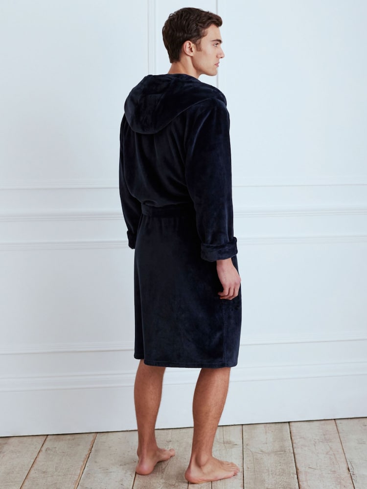 Chelsea Peers Blue Fleece Hooded Dressing Gown - Image 2 of 4