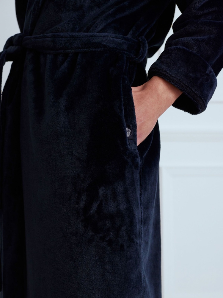 Chelsea Peers Blue Fleece Hooded Dressing Gown - Image 4 of 4
