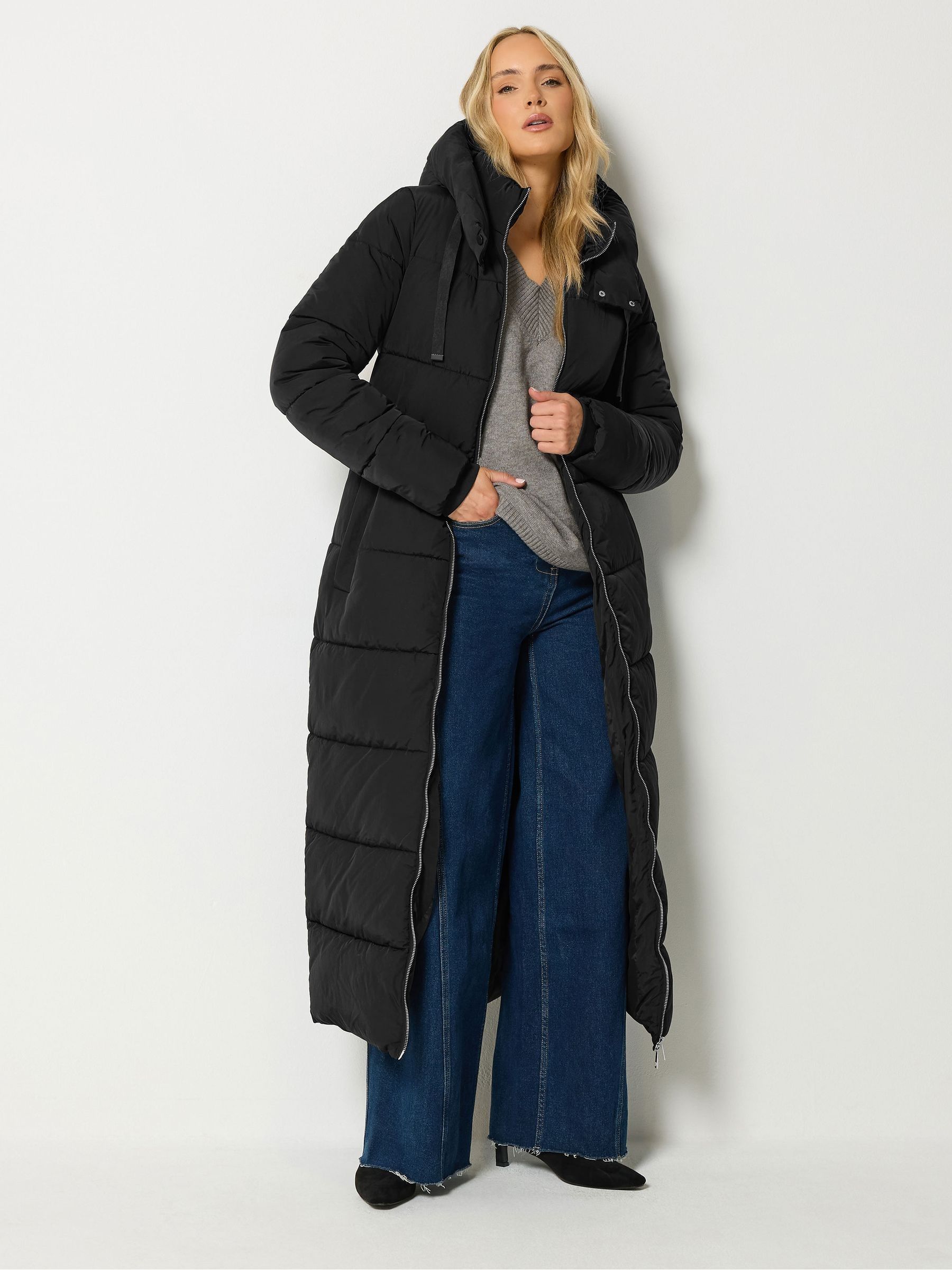 Long Tall Sally Women's Black Tall Padded Maxi Coat In | : Size 20 - Image 2