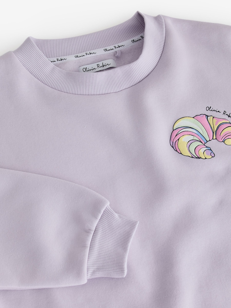 Olivia Rubin Oversized Multi Croissant Graphic Crew Neck Sweat Top - Image 10 of 10 Olivia Rubin Oversized Multi Croissant Graphic Crew Neck Sweat Top - Image 10 of 10