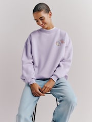 Olivia Rubin Oversized Multi Croissant Graphic Crew Neck Sweat Top - Image 6 of 10