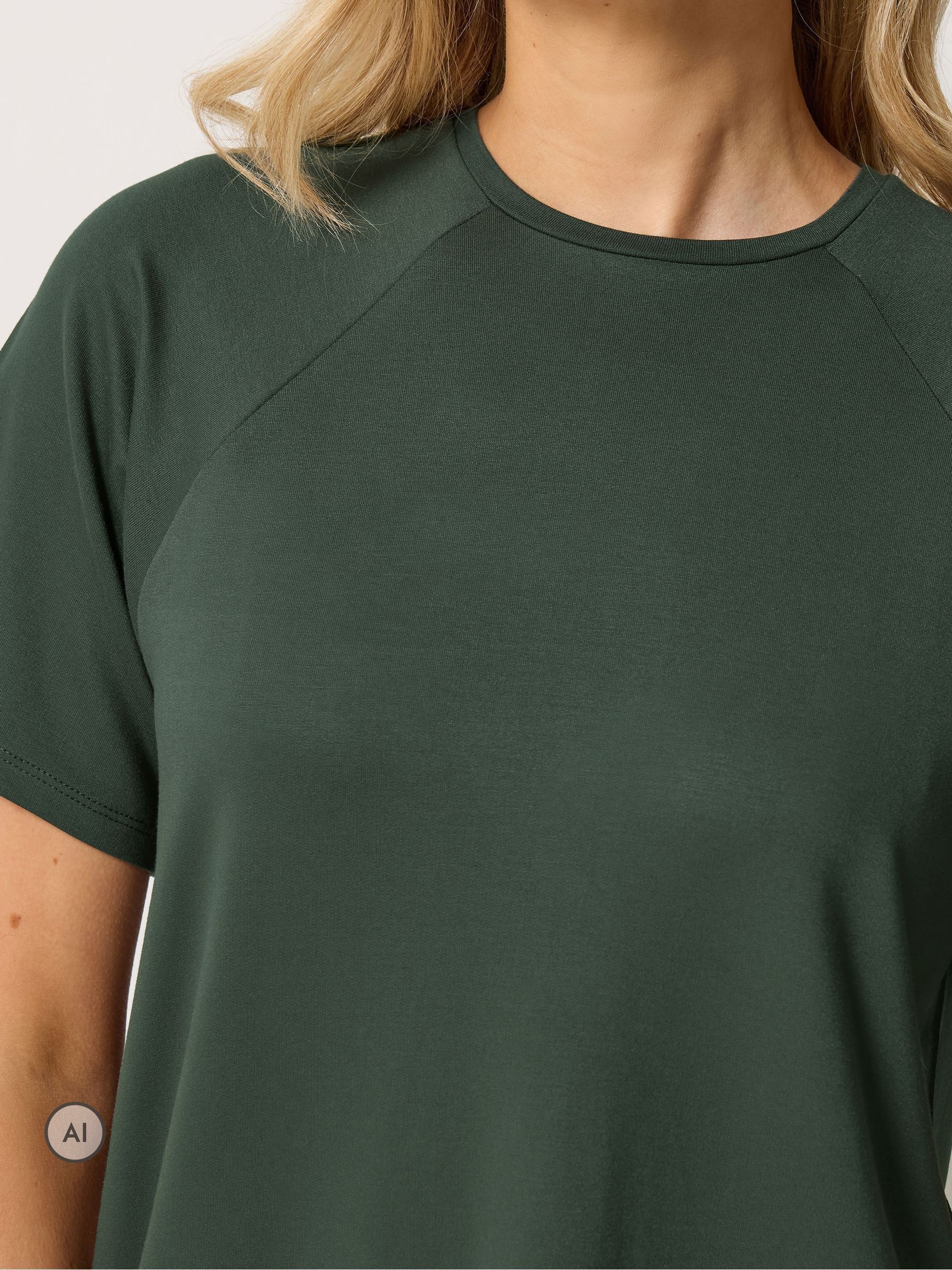 Buy Long Tall Sally Green Short Sleeve Raglan Loopback T-Shirt from ...