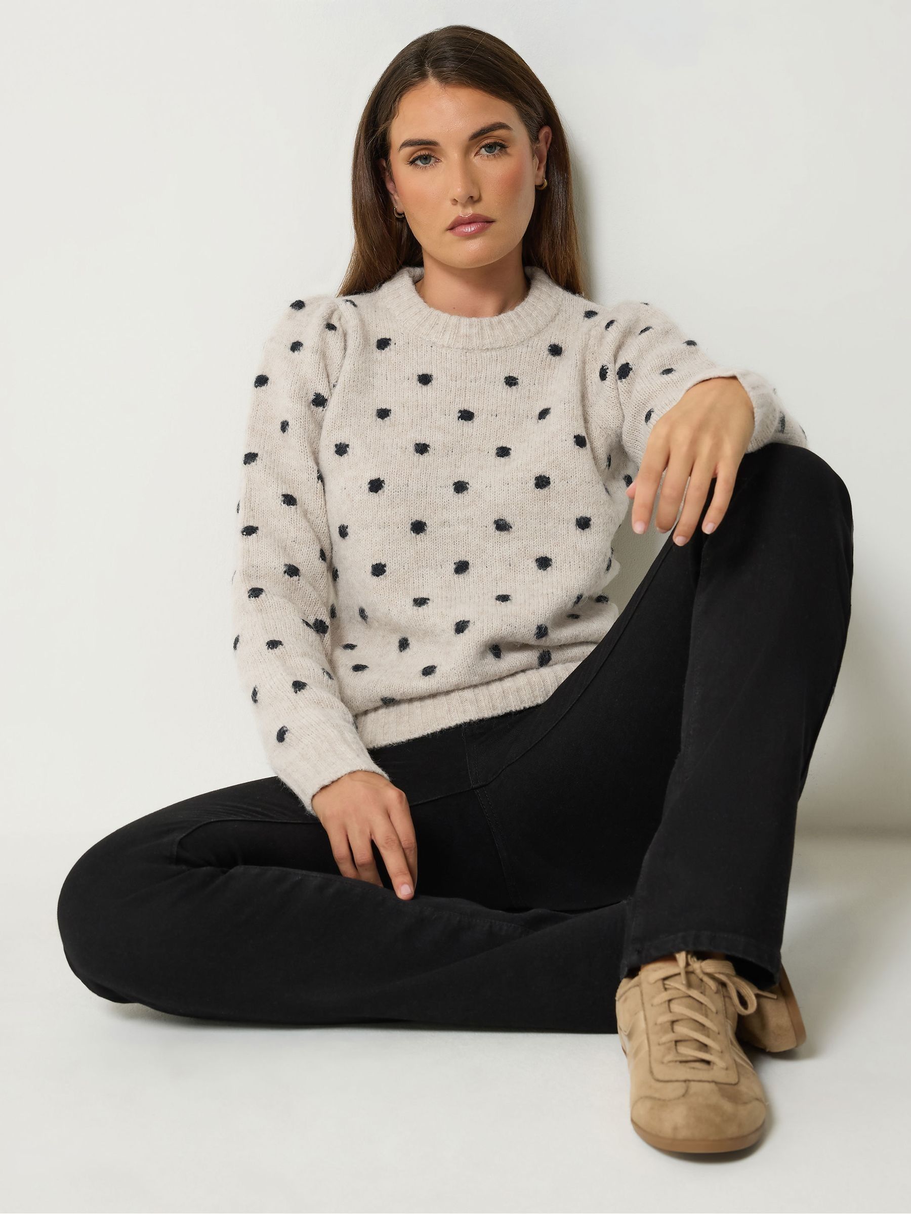 Long Tall Sally Women's Brown Premium Polka Dot Knitted Jumper - Image 3