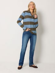 Long Tall Sally Blue Stripe Cotton Rugby Sweatshirt - Image 3 of 7