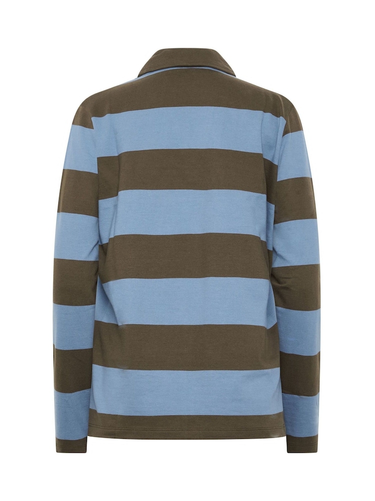 Long Tall Sally Blue Stripe Cotton Rugby Sweatshirt - Image 7 of 7