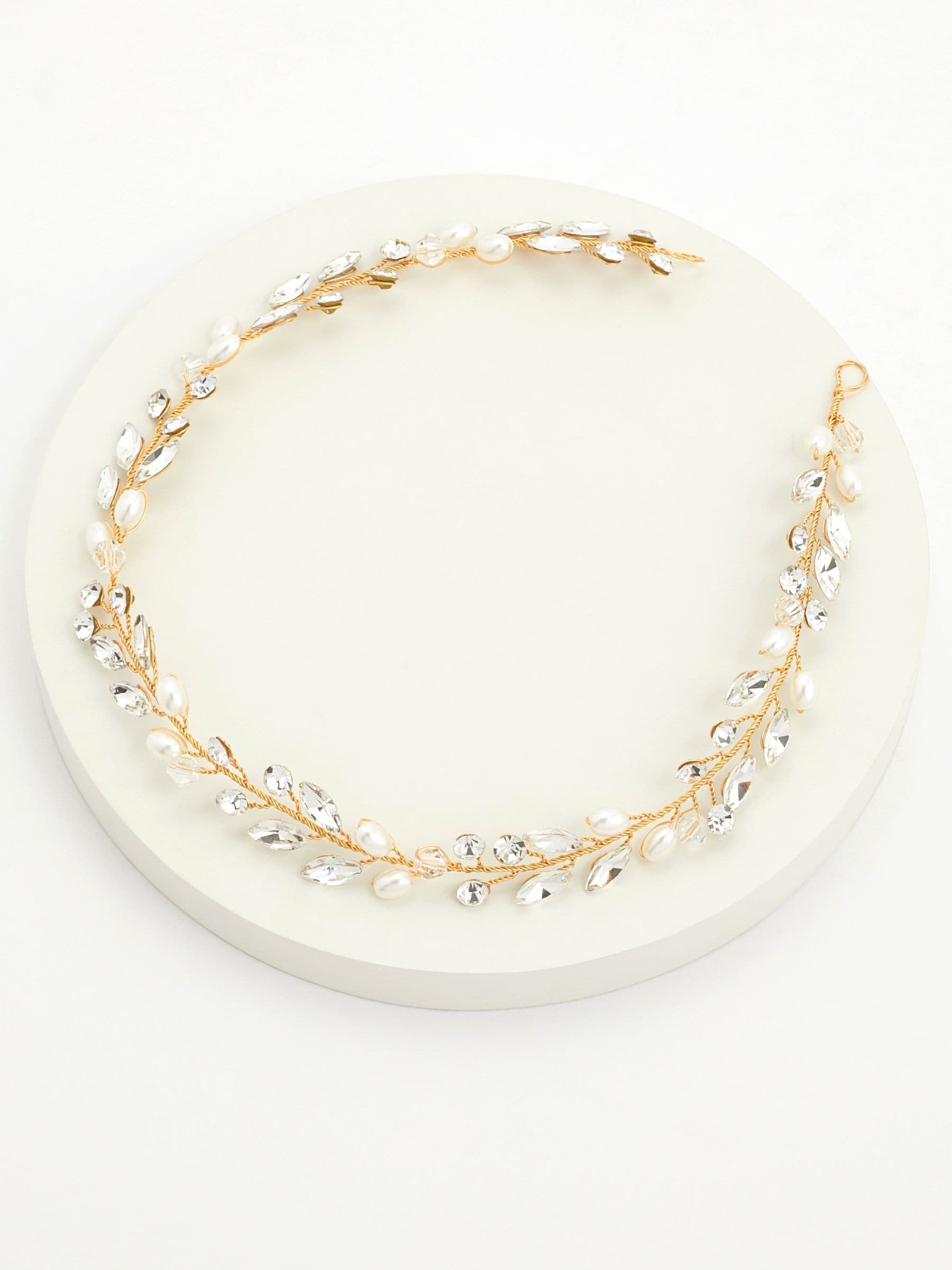 Ivory & Co Gold Bohemia Crystal And Pearl Hair Vine