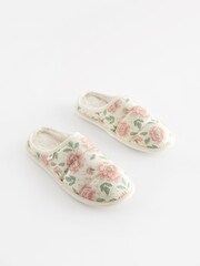 Laura Ashley Cream Wild Roses Print Quilted Mule Slippers - Image 6 of 9