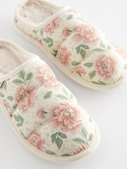Laura Ashley Cream Wild Roses Print Quilted Mule Slippers - Image 9 of 9