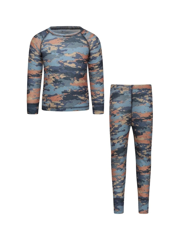 Mountain Warehouse Grey Talus Printed Quick Dry Kids Baselayer-Top & Pants Set - Image 1 of 9