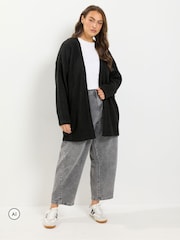 Yours Curve Black Soft Touch Cardigan - Image 2 of 6