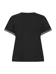 Yours Curve Black Varsity Bouclé Leopard Heart T-Shirt - Image 6 of 6