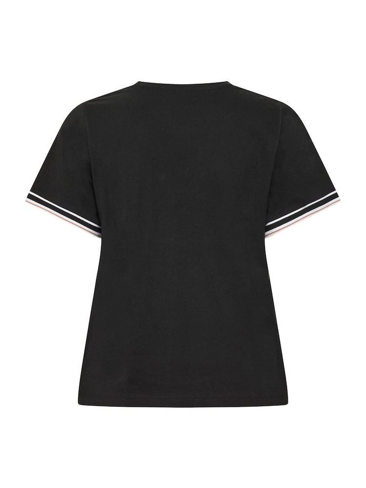 Yours Curve Black Varsity Bouclé Leopard Heart T-Shirt - Image 6 of 6 Yours Curve Black Varsity Bouclé Leopard Heart T-Shirt - Image 6 of 6