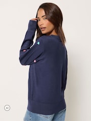 M&Co Blue Petite Heart Embroidered Jumper - Image 3 of 6