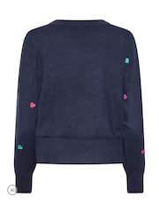 M&Co Blue Petite Heart Embroidered Jumper - Image 6 of 6