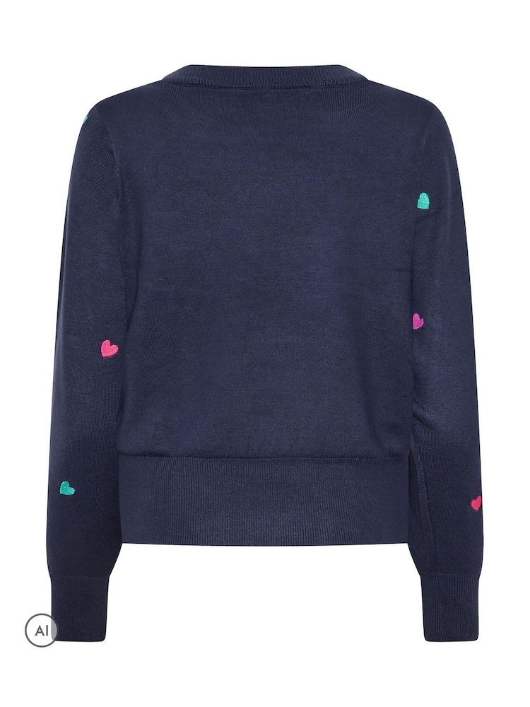 M&Co Blue Petite Heart Embroidered Jumper - Image 6 of 6 M&Co Blue Petite Heart Embroidered Jumper - Image 6 of 6