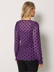 Long Tall Sally Polka Dot Balloon Sleeve Mesh Blouse - Bilde 3 av 6
