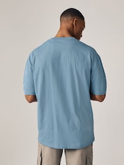 Blue Mid Relaxed Fit 100% Cotton Essential Regular Crew Neck T-Shirt - Image 3 of 7