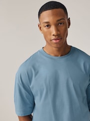 Blue Mid Relaxed Fit 100% Cotton Essential Regular Crew Neck T-Shirt - Image 4 of 7