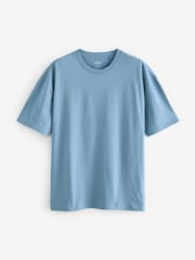 Blue Mid Relaxed Fit 100% Cotton Essential Regular Crew Neck T-Shirt - Image 5 of 7