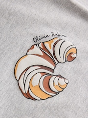 Olivia Rubin Grey Oversized Pastry Graphic T-Shirt - Attēls 2 no 3
