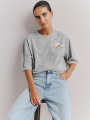 Olivia Rubin Grey Oversized Pastry Graphic T-Shirt - Image 5 of 9