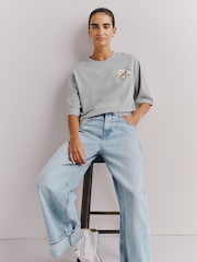 Olivia Rubin Grey Oversized Pastry Graphic T-Shirt - Image 6 of 9