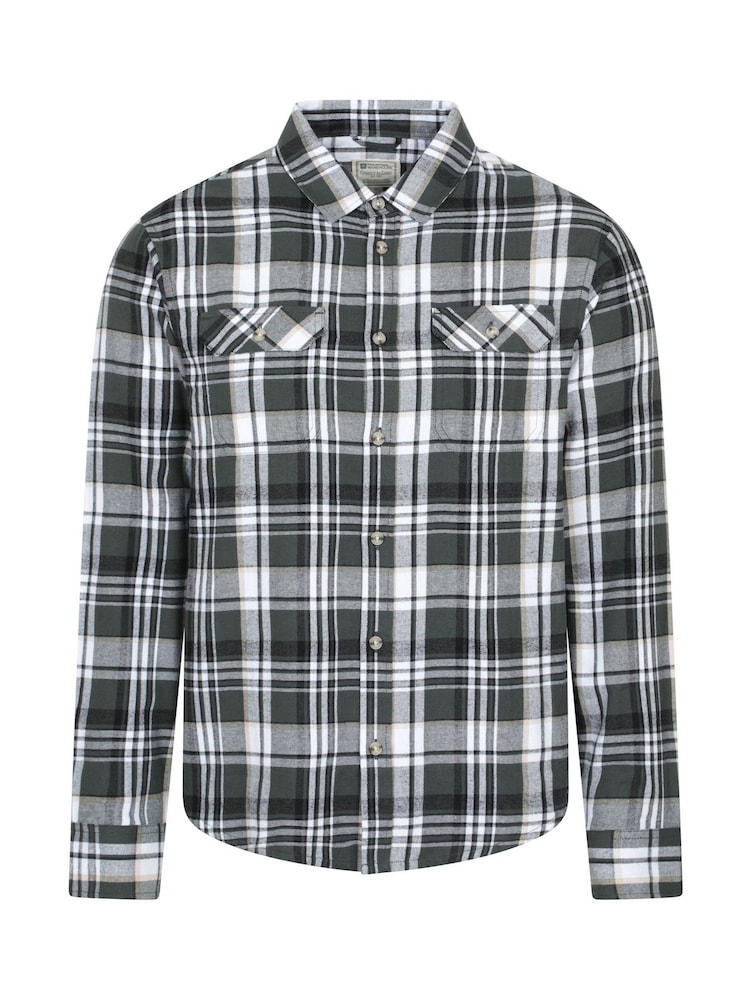 Mountain Warehouse Green Trace Mens Flannel Long Sleeve Shirt - Image 1 of 4 Mountain Warehouse Green Trace Mens Flannel Long Sleeve Shirt - Image 1 of 4