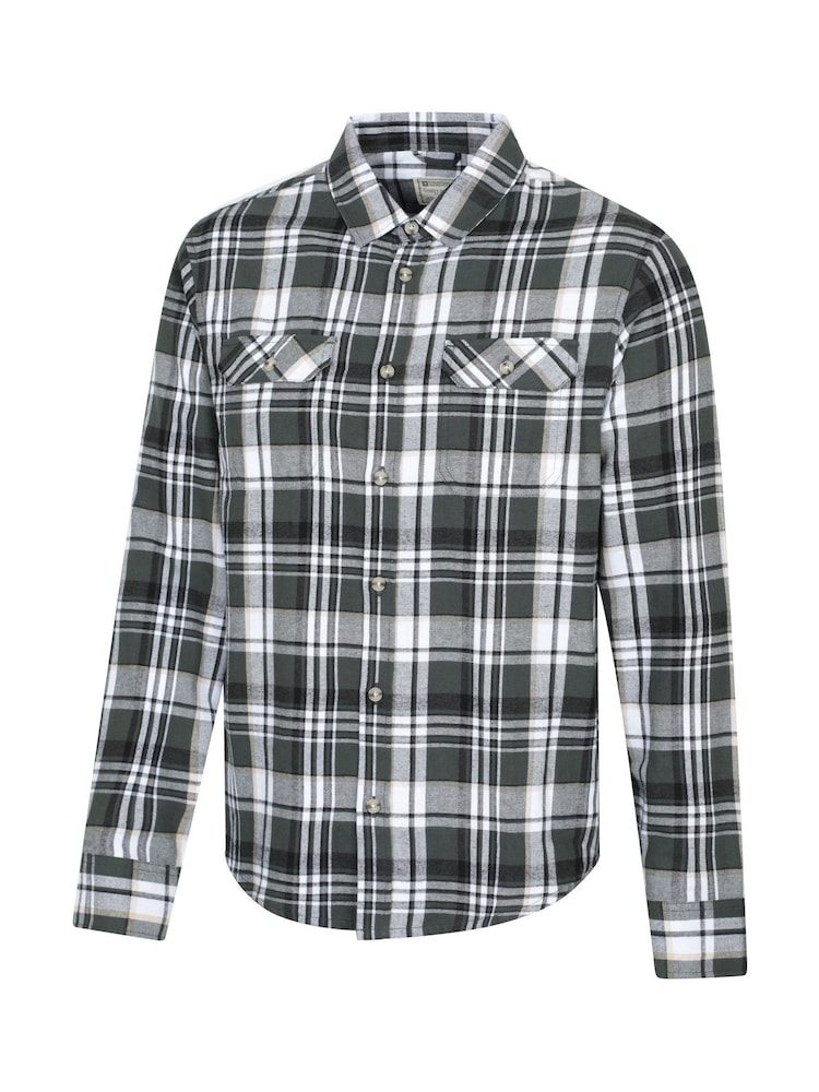Mountain Warehouse Green Trace Mens Flannel Long Sleeve Shirt - Image 2 of 4 Mountain Warehouse Green Trace Mens Flannel Long Sleeve Shirt - Image 2 of 4