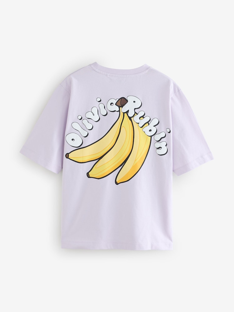 Olivia Rubin Lilac Purple Oversized Banana Graphic T-Shirt - Image 2 of 4