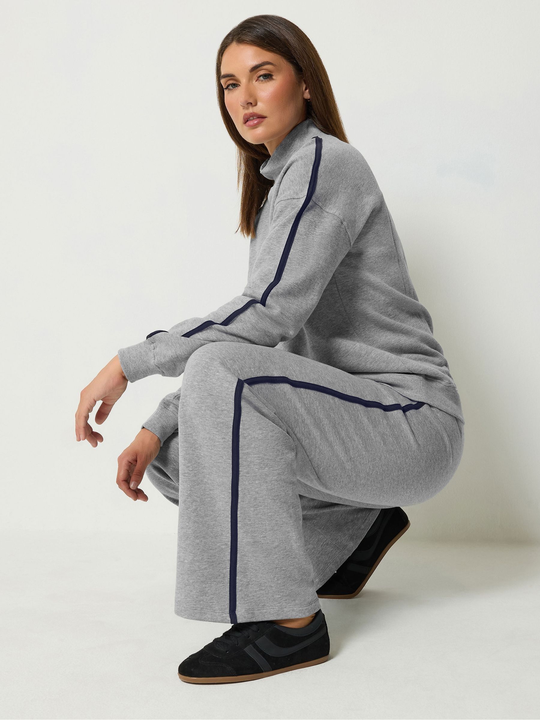 Long Tall Sally Women's Grey Tall Side Stripe Wide Leg Joggers In | Size: 22/24Xl - Image 2