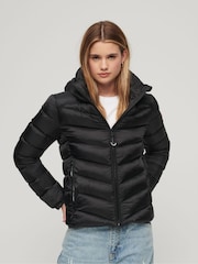 Superdry Black Hooded Fuji Padded Jacket - Image 1 of 3