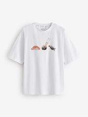 Camiseta blanca extragrande con estampado de sushi de Olivia Rubin - Imagen 1 de 3