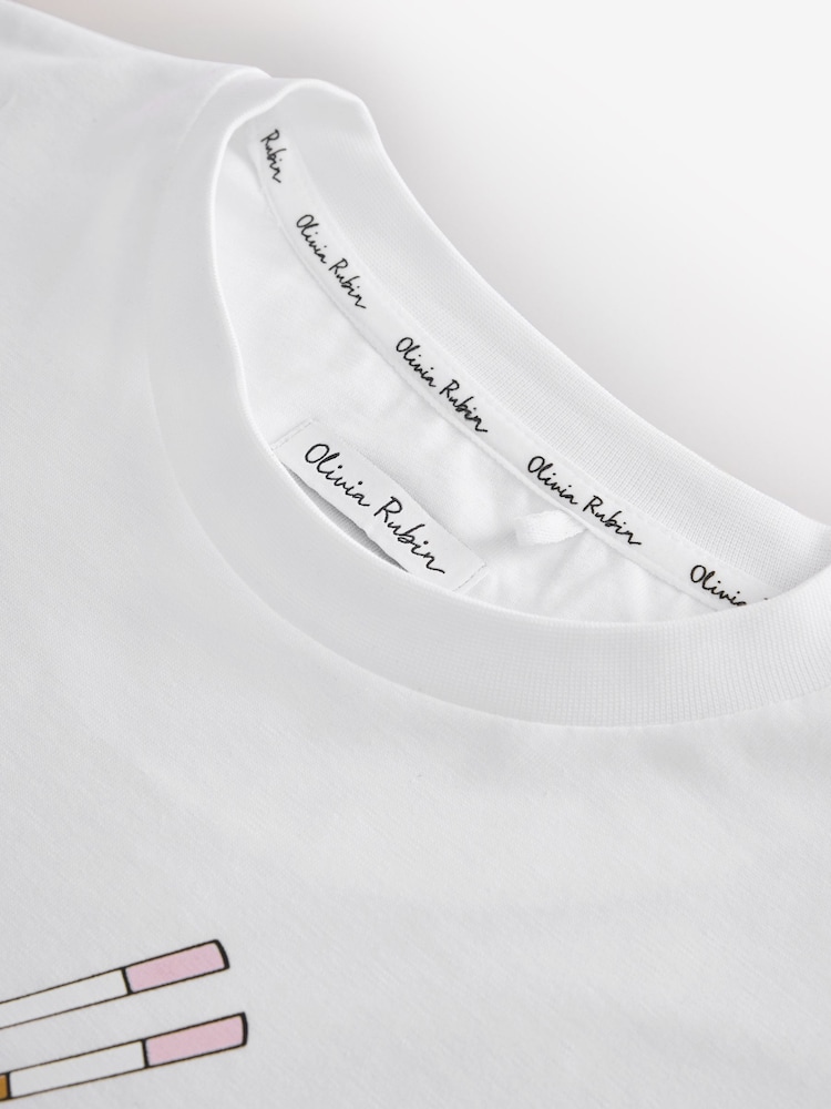 Camiseta blanca extragrande con estampado de sushi de Olivia Rubin - Imagen 2 de 3