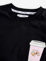 Olivia Rubin Oversized Coffee & Sweet Treat Graphic Black T-Shirt - Image 7 of 10