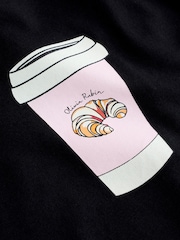 Olivia Rubin Oversized Coffee & Sweet Treat Graphic Black T-Shirt - Image 8 of 10