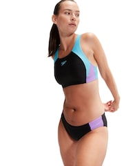 Speedo Black Womens Colourblock Splice Swimsuit 2 Piece - Image 14 of 14