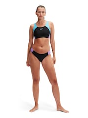 Speedo Black Womens Colourblock Splice Swimsuit 2 Piece - Image 2 of 14