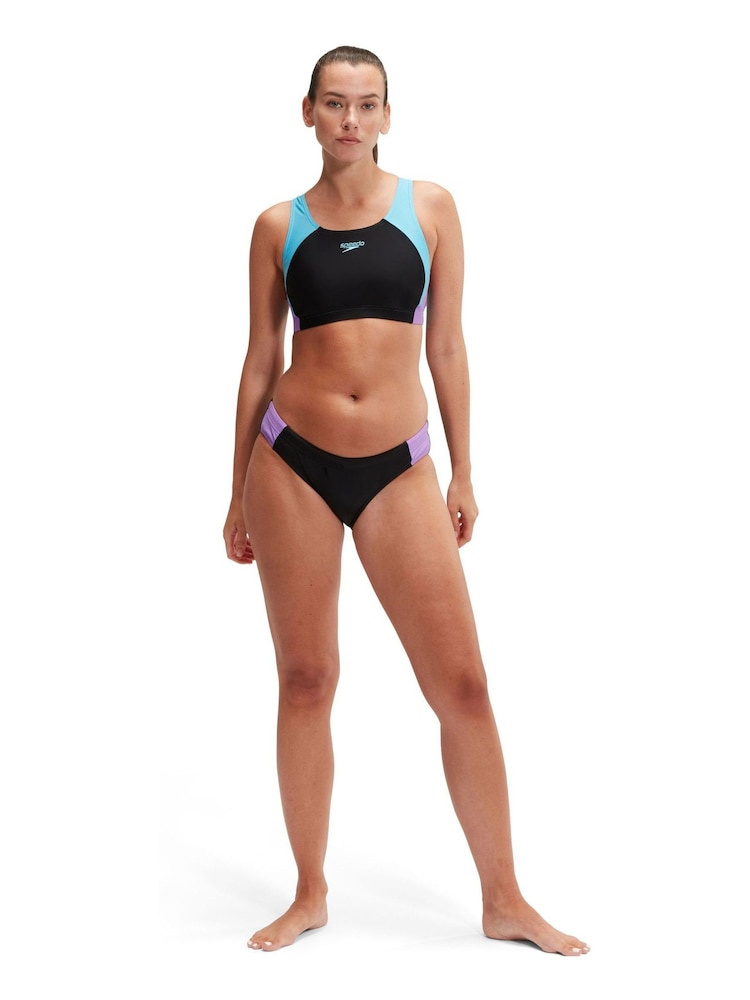 Speedo Black Womens Colourblock Splice Swimsuit 2 Piece - Image 2 of 14